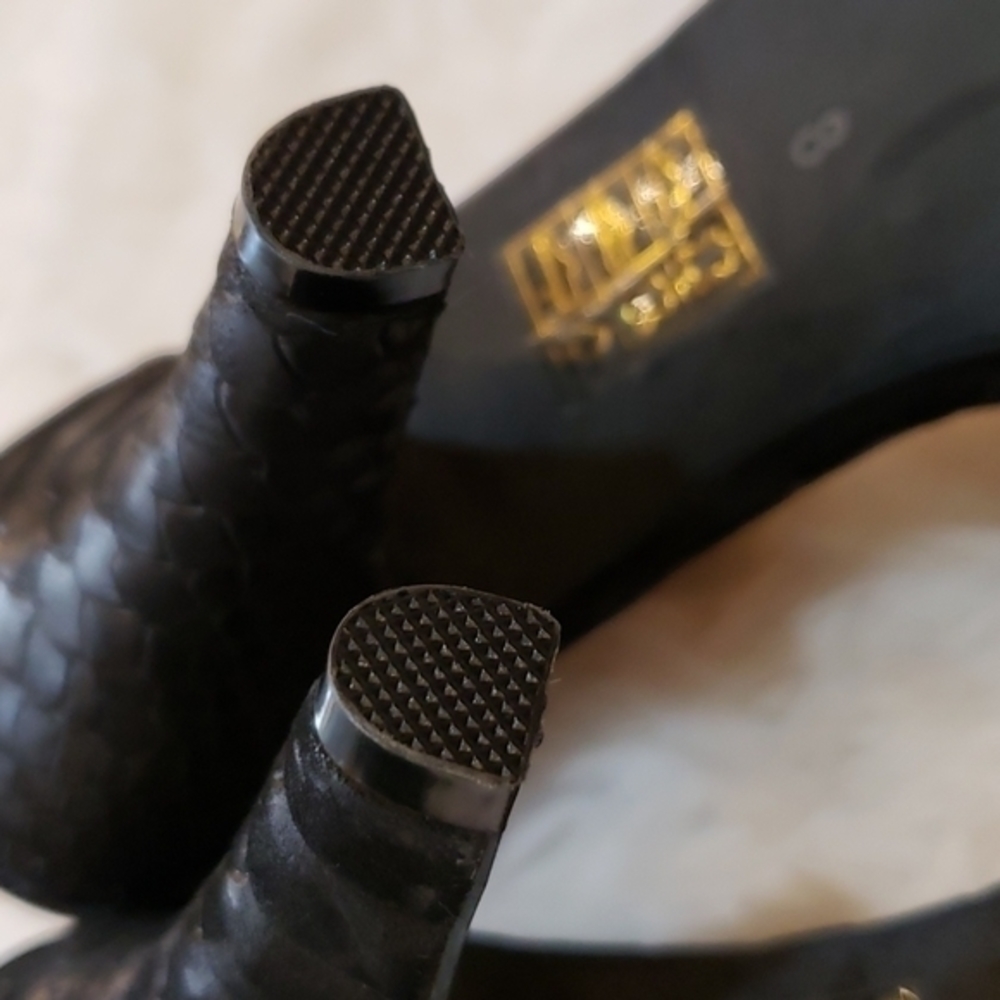 Jeffrey Campbell Foxtrot Beige Python Leather Bla… - image 8